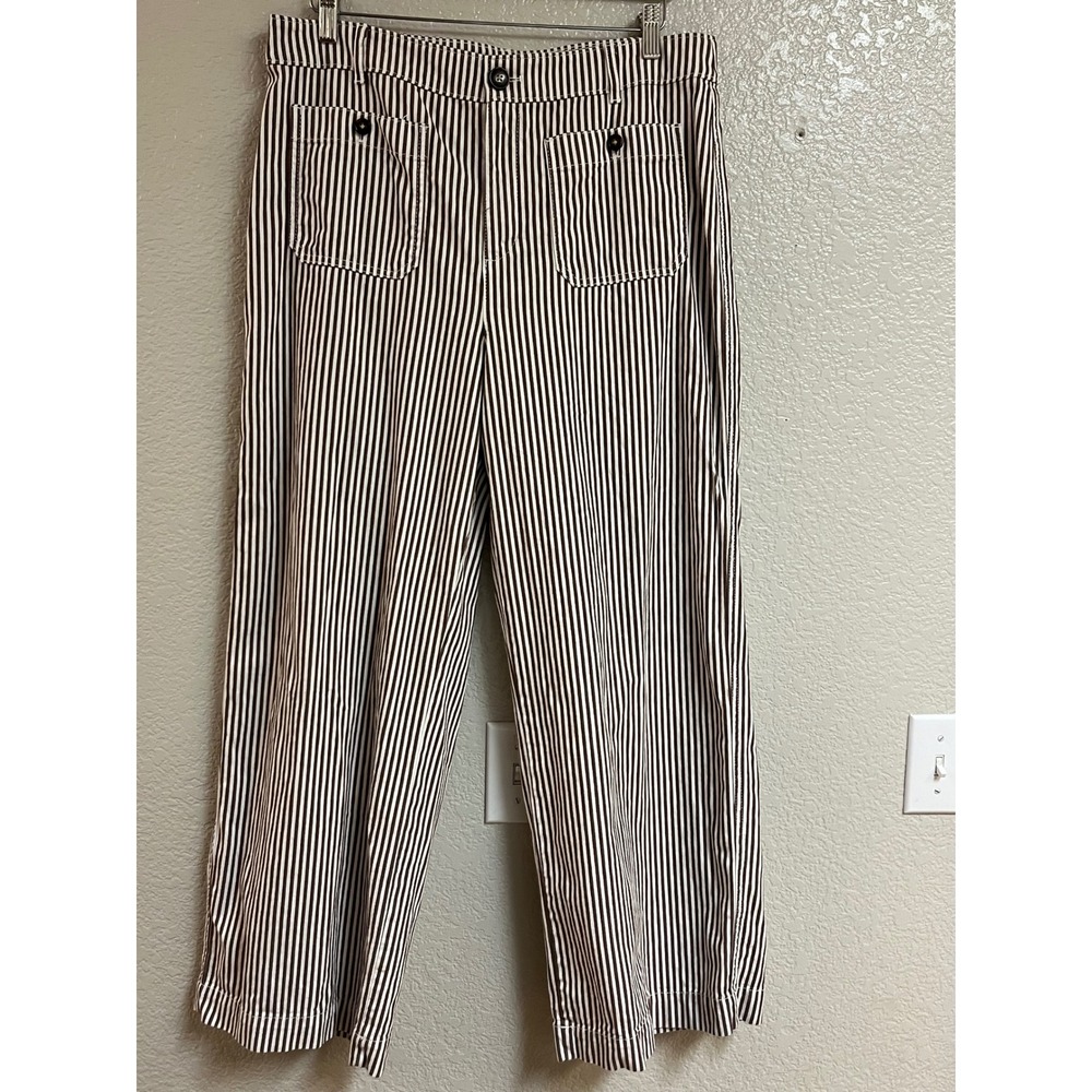 LOFT Black & White Vertical Stripe Wide-Leg Pants